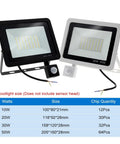 JUDYSSY Led Floodlight Pir Motion Sensor White/Warm White Ip66 Ac220 Exterior Projector Spotlight Smd2835 50W black and white design with sensor.