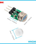 AM312 Mini PIR Motion Sensor Module HC SR312 IR Human Sensor For Arduino 5 Pack, green circuit board and sensor dimensions