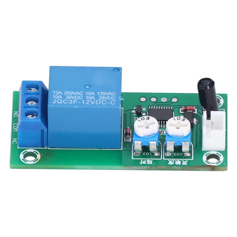 DC 12V Vibration Sensor Module With Adjustable Sensitivity And Time Delay Switch For DIY Alarm Systems on green PCB