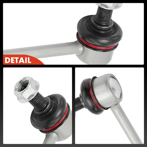 Front Sway Bar Link Stabilizer For Honda Pilot 2016 To 2023 Ridgeline 2017 To 2024 Passport 2019 To 2024 And Acura MDX 2014 To 2020 And 2022 To 2023 Front Left Right Direct Fit For A Smooth Ride No Wobble And Easy Bolt On Installation detail view with threaded ball joint and boot