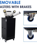 Commercial Grade Heavy Duty 220V Portable Air Conditioner Industrial Spot Cooler with removable casters and brakes.