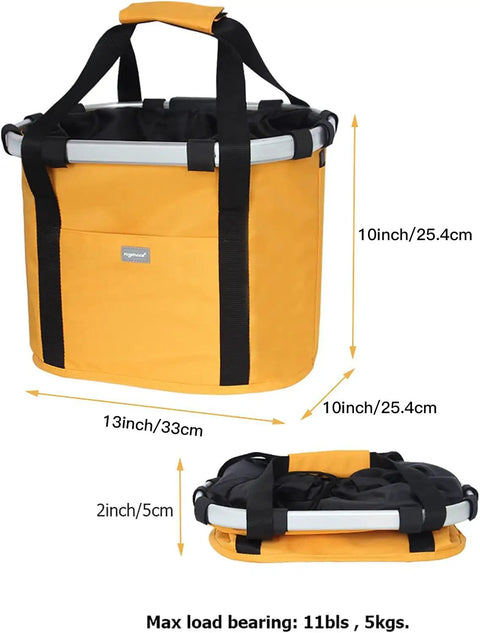Front Bike Basket For Dogs With Easy Install Quick Release Handlebar Mount, Folding Detachable Carrier, 13x10x10 orange with straps