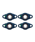 Pillow Block Bearing UCFL204-12 Self Aligning Three Quarter Inch Bore 2 Bolt Flange Mounted With Solid Base Built For Tough Industrial Machinery And Conveyors Pre Lubricated For Quick Install 4 Pack Heavy Duty Shaft Support And Misalignment Tolerance, 4 blue flange bearings
