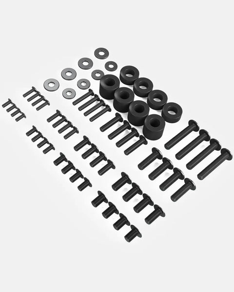 No Sweat Vesa Tv Mounting Hardware Kit Complete M4 M5 M6 M8 Screws With Washers And Spacers For Big Screen Flat Panels Up To 80 Inches showing assembled components.