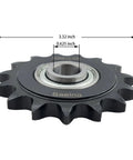 ANSI 50 Roller Chain Idler Sprocket Type C With Bearing, black oxide finish, showing 15 teeth and dimensions.