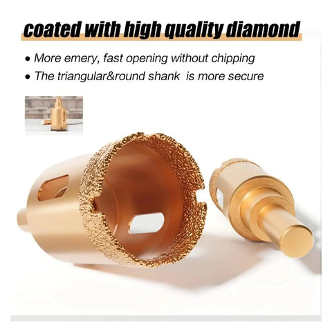 Rock Solid 12-Piece Diamond Drill Bit Set With Hole Saw Kit Ranging From 6mm To 35mm For Glass Tile Stone Granite Marble Ceramic And More Precise Durable Bits Included, gold diamond hole saw bits