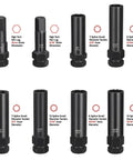 16 Piece Wheel Lock Key Set With SAE And Metric Keys for removing lock lug nuts, with spline, star, hex, and fluted hex bits