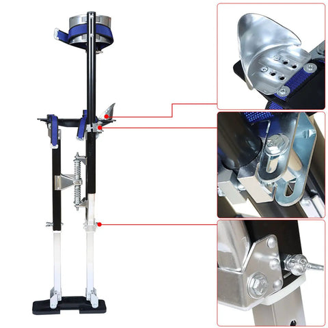 Adjustable Drywall Stilts 15 To 23 Inches For Sheetrock, Painting, and Cleaning, 225 lb Capacity, Lightweight Aluminum, details view