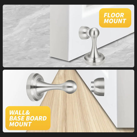 Magnetic Door Stop Heavy Duty Stainless Steel Anti Rust Premium Door Stopper With Wall And Floor Mount Matte Finish