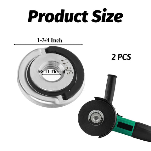 Dead On Tough 2Pcs Angle Grinder Flange Locking Nuts 5/8 Inch 11 Thread displayed with size and use details.
