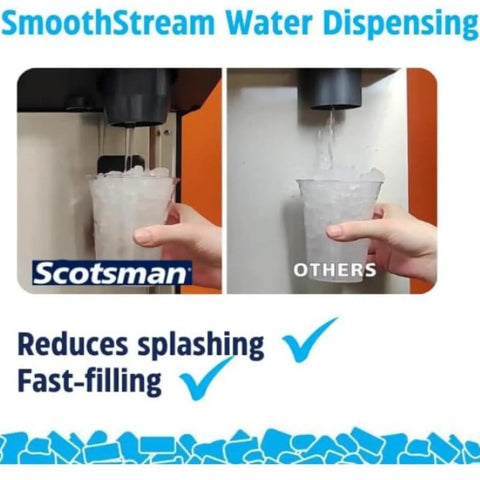 Heavy Duty Countertop Nugget Ice Maker And Touchfree Water Dispenser Cranks Out 500 Lbs Daily showcasing SmoothStream water dispensing features.