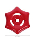 Close-up of red iron valve hand wheel showing 6mm by 6mm square hole. Two Pack Iron Valve Hand Wheels With 6mm By 6mm Square Hole.
