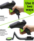 Cordless High Temperature Glue Gun 60W with Standby Base and 380 Degrees F Bonding Power for Metal Wood Ceramics Use Two Ways