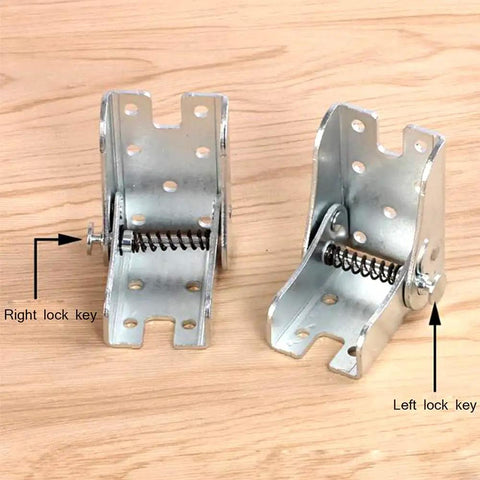 Heavy Duty Galvanized Steel Self Locking Hinge Brackets For Folding Desks And Couches Rock Solid Right Angle Invisible furniture connector brace.