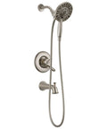 Linden 17 Series Dual Function Tub And Shower Trim Kit With In2ition 4 Spray 2 In 1 Handheld Shower Head And Hose Stainless Finish T17494 SS I Valve Not Included