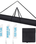 Flag Pole Carry Bag For Tailgates And Color Guard Gear, Heavy Duty 60x6 Inch Oxford Fabric Case With Handles And Zipper shown with flags