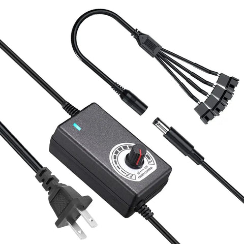 36W 12V PC Fan Power Supply With PWM Speed Controller And Four Way Splitter Cable, adjustable output for cooling solutions