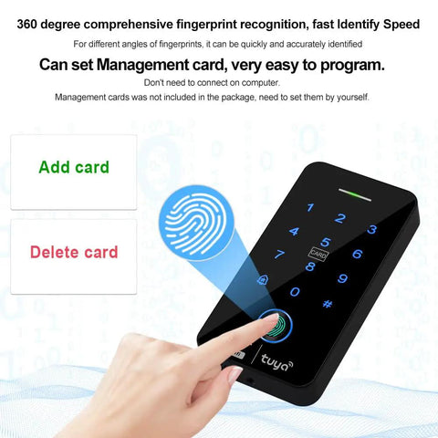 Smart WiFi Access Control Kit With IP68 Waterproof Fingerprint Keypad NC Latch Door Lock 125KHz RFID Fobs shown in use