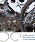 Heavy Duty External Snap Ring Kit 225 Pcs Pro Grade 304 Stainless Steel Retaining Circlips in 15 Sizes with gears background