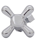 Traditional Pedestal Lavatory Kit With Cross Handles In Polished Chrome For A Clean No Fuss Bathroom Upgrade Includes Compression Angle Stops Adapters Bullnose Risers Sure Grip Flanges And All Necessary Hardware - close-up of cross handle