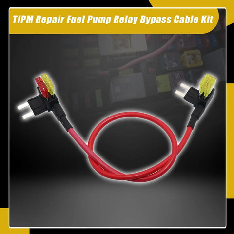 TIPM Repair And Fuel Pump Relay Bypass Cable Plug And Play Kit with red wire and yellow fuse adapter.