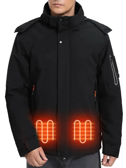 Heated Ski Jacket With 4D Smart Heating Windproof Waterproof Shell Graphene Lined Insulated Coat with glowing heating panels