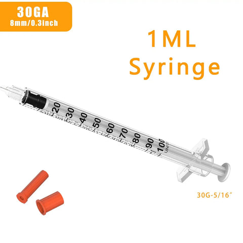 Disposable Syringes With Needle 1ml 30G 5 16 Inch Individually Wrapped 100 Pack For Lab Use Lab Grade Clear Readout