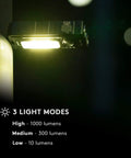 1000 Lumen Rechargeable LED Flashlight With Red Blue Front Light And White Side Light IPX7 Water Resistant Pocket Size Aluminum Torch showing light modes