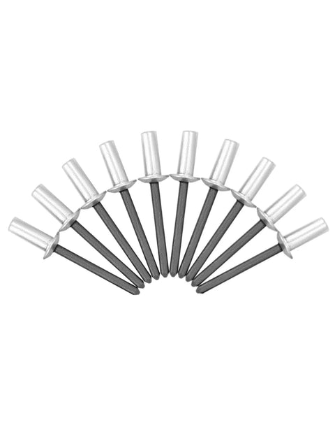 Tough As Nails Heavy Duty Closed End Aluminum Blind Rivets 500 Piece Pack 3/16 X 1/2 With Steel Mandrel showing sealed fasteners.