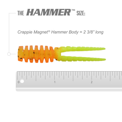 Crappie Magnet® Hammer Body 2 3/8 inch from Hammer Crappie Fishing Kit, 52 Piece Bait Set With Durable Soft Plastic Lures