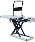 Heavy Duty Hydraulic Forklift And Electric Scissor Lift Table With Four Wheel Elevating Platform for smooth freight unloading and cargo handling.