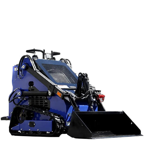 Front view of 23HP Skid Steer Loader With Quick Attach System For Landscaping And Farming Compact Twin Cylinder Engine With Air Cooling Rubber Tracks