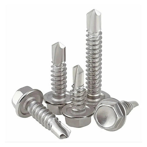 10 Pcs Stainless Steel Washer Head External Hex Self Drilling Tapping Screws Set Assortment Kit M4.2 To M6.3 4.8x13 3mm To 100mm Lengths