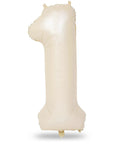 Giant Forty Inch Beige Mylar Foil Number 1 Balloon With Straw For First Birthday And Age Milestone Party Decorations