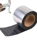 Heavy Duty Asphalt Sealing Tape Self Adhesive Waterproof Patch With Aluminum Foil For Roof Pipe Joint Repairs and Extreme Weather Cracks, roll with black asphalt and aluminum top layer.