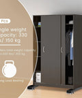Heavy Duty Appliance Rollers For Washer And Dryer with black sliders under a dark wardrobe, 660 lb capacity, easily movable.