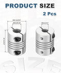Beefed Up 2 Pack Flexible Shaft Couplings For 5 To 6mm Shafts 20mm Length 15mm Diameter Clamp Shaft Coupler shown in size dimensions