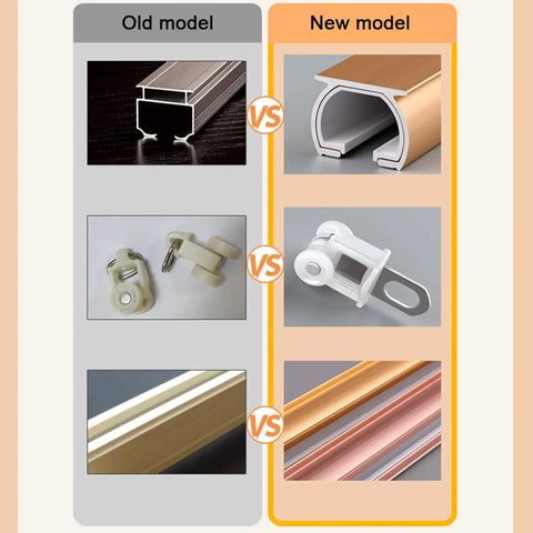 Heavy Duty Aluminum Curtain Track Set With Silent Sliding Rail For Drapes And Room Dividers Ceiling Or Wall Mounted Shower Curtain Rod Gold Finish Length Two Point Two Meters Supports Up To Forty KG Low Friction Smooth Glide, gold curtain track comparison