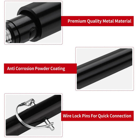 Close-up of X Brace Stabilizer Rear Cross Stand Mounting Bracket for RV with metal material and wire lock pins