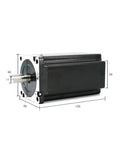 Thinking Process: 86mm Nema 34 stepper motor with 14mm shaft and dimensions, black metal body for automation