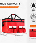 Insulated Food Delivery Bag With Four Cup Holders XXXL Large Commercial Grade Cooler Bag Keeps Food Hot Or Cold 79L Red