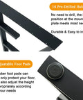 3-Tier Metal Table Legs Set Of 2, Beefy Black Steel Desk And Dining Table Legs, close-up of pre-drilled holes and foot pads