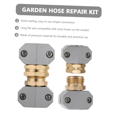 Top Quality Garden Hose Repair Kit featuring 3 Sets Of Durable Aluminum Alloy Connectors That Fight Rust And Stop Leaks For Sturdy Outdoor Water Setup. These Flexible Brass Fittings Make Easy Work Of Fixing Leaky Hoses Fast So You Can Get Back To brass hose connectors with gray aluminum couplers