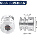 Beefy Aluminum Alloy V-Type Pulley With 12mm Bore And Double Groove, 30mm Outer Diameter, product dimensions highlighted