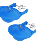 Two Pack 3 Inch Toilet Flappers Replacement For 99 788 Flush Valves, Water Saving High Performance Rubber Flapper With Stainless Steel Chain Hook, Easy Install, No Brainer Fit Blue in package view