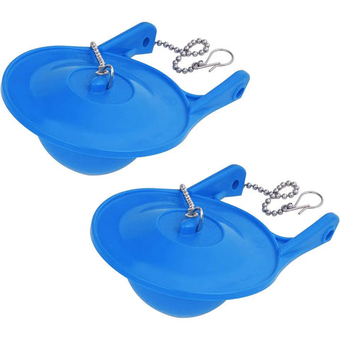 Two Pack 3 Inch Toilet Flappers Replacement For 99 788 Flush Valves, Water Saving High Performance Rubber Flapper With Stainless Steel Chain Hook, Easy Install, No Brainer Fit Blue in package view