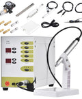 Pulse Arc Welder Kit For Permanent Jewelry 100A 110V DIY Jewelry Bonding Machine parts and accessories displayed