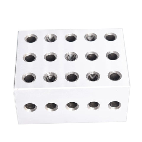 Dead Nuts Accurate Matched Pair Two Three Four Inch Machinist Setup Blocks With.0003 Tolerance showing 23 threaded holes for precision work.