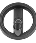 Top view of 3.9 Inch Two Spoke Hand Wheel With Folding Revolving Handle For Milling Machines And Lathes Black Finish 12mm Center Bore