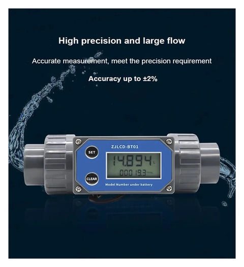 3 Inch Electronic LCD Display Flow Meter Turbine Flow Meter With NPN Output For Water In PVC Pipe Ideal For Farm And Garden Irrigation Easy Install Plug And Play Ready High Precision Around Half To One Percent Accuracy